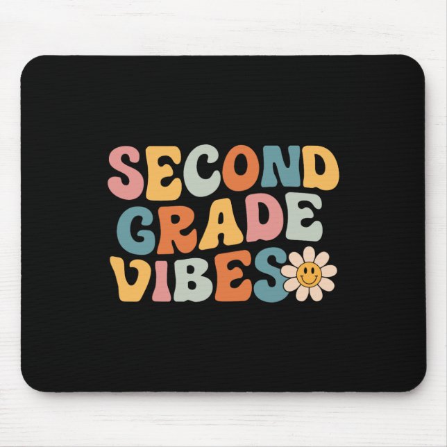 Second Grade Vibes - 2nd Grade Team Retro 1st Day  Mouse Mat (Front)