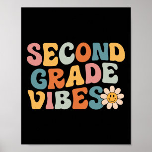 Second Grade Vibes - 2nd Grade Team Retro 1st Day  Poster