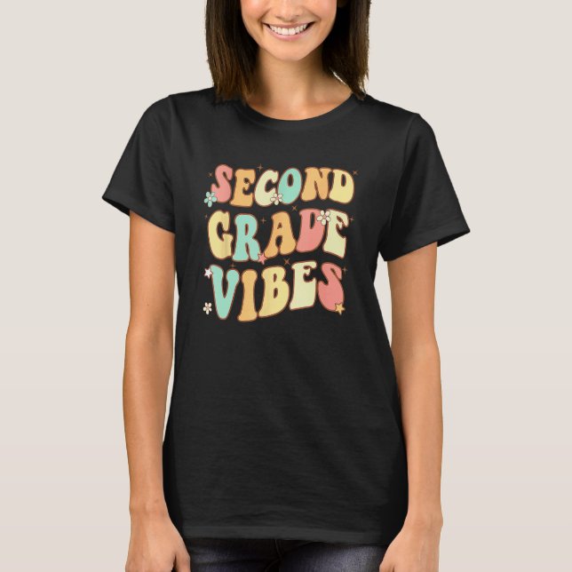 Second Grade Vibes 2nd Grade Team Retro First Day  T-Shirt (Front)