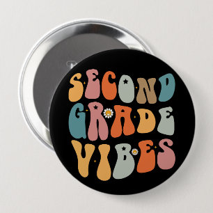 Second Grade Vibes Back To School Groovy School 10 Cm Round Badge