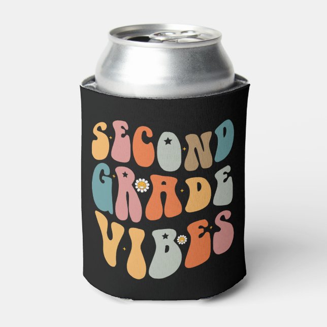Second Grade Vibes Back To School Groovy School  Can Cooler (Can Front)