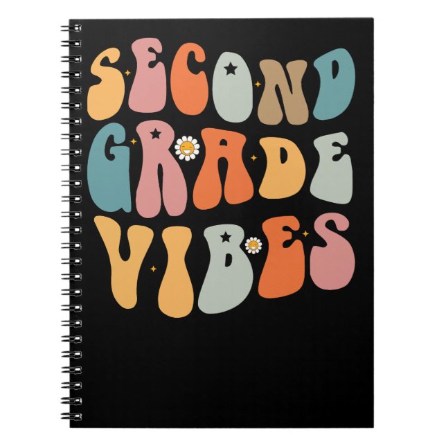Second Grade Vibes Back To School Groovy School  Notebook (Front)