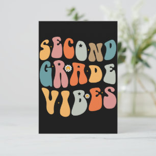 Second Grade Vibes Back To School Groovy School  Thank You Card