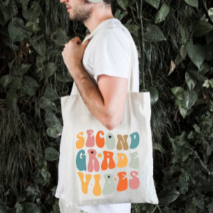 Second Grade Vibes Back To School Groovy School  Tote Bag