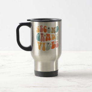 Second Grade Vibes Back To School Groovy School  Travel Mug