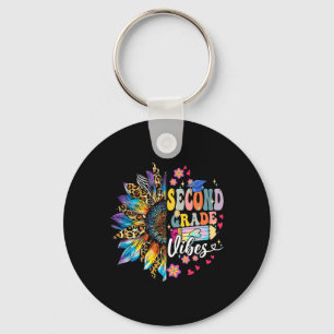Second Grade Vibes Back To School Leopard Sunflowe Key Ring