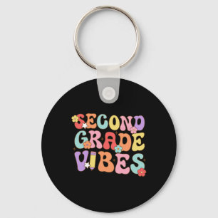 Second Grade Vibes Ck To School Retro 2nd Grade Te Key Ring