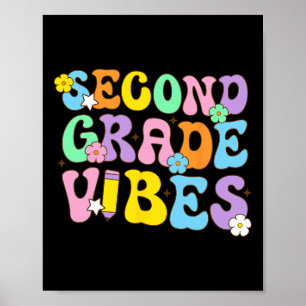 Second Grade Vibes Ck To School Retro 2nd Grade Te Poster
