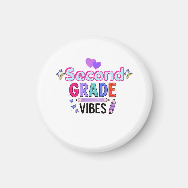 Second Grade Vibes Cute Back to School Magnet (Front)