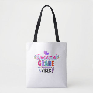 Second Grade Vibes Cute Back to School Tote Bag