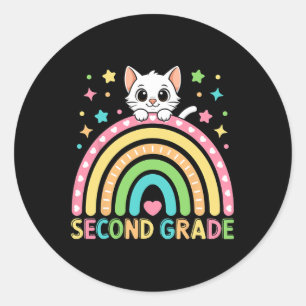 Second Grade Vibes First Day Of 2nd Grade Crew Gir Classic Round Sticker