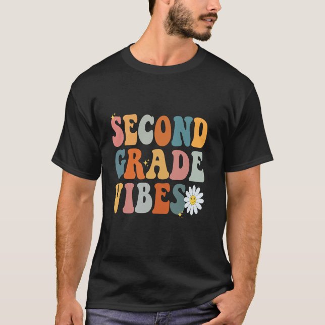 Second Grade Vibes Funny 2nd Grade Team Retro Back T-Shirt (Front)