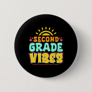 Second Grade Vibes Teacher Student 2nd Grade Back 6 Cm Round Badge