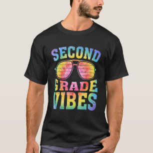 Second Grade Vibes Tie Dye Glasses Back To School T-Shirt