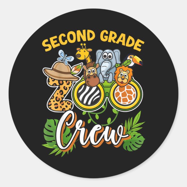 Second Grade Zoo Field Trip Squad Matching Classic Round Sticker (Front)