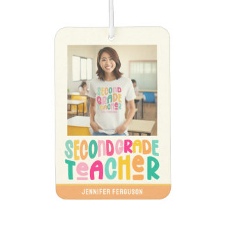 Second Gradel Teacher Colorful Text Photo Car Air Freshener