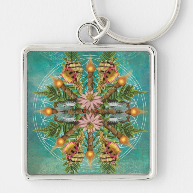 Second Nature Tarot deck Design Mandala Key Ring (Front)