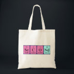 Second periodic table name tote bag<br><div class="desc">Second spelled out as Se C O Nd (Selenium Carbon Oxygen Neodymium) on a bag for the scientist in you.</div>