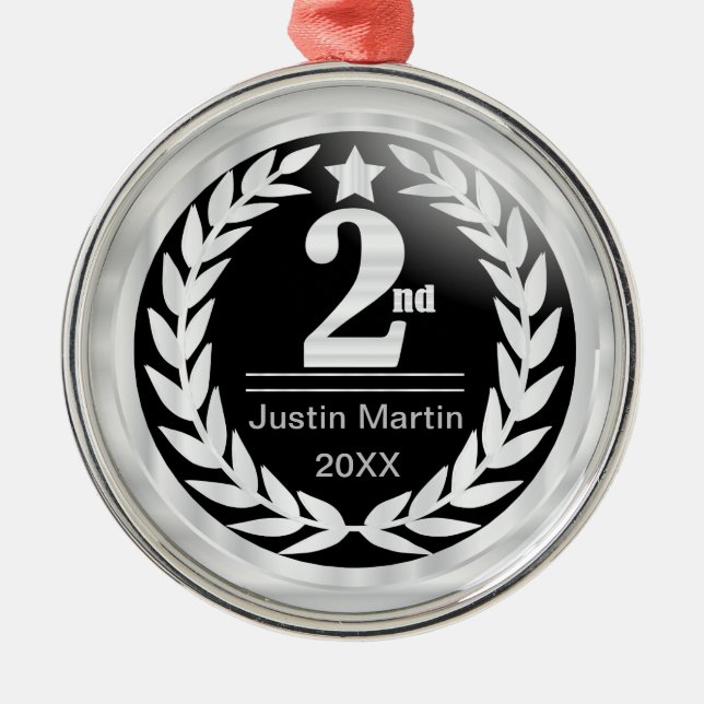 Second Place in Black and White Medal Award Metal Tree Decoration (Front)