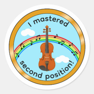 Second Position Violin Kids Medal Sticker