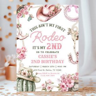 Second Rodeo Cowgirl Wild West Birthday Party Invitation