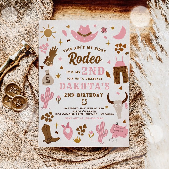 Second Rodeo Cowgirl Wild West Birthday Party Invitation (Creator Uploaded)