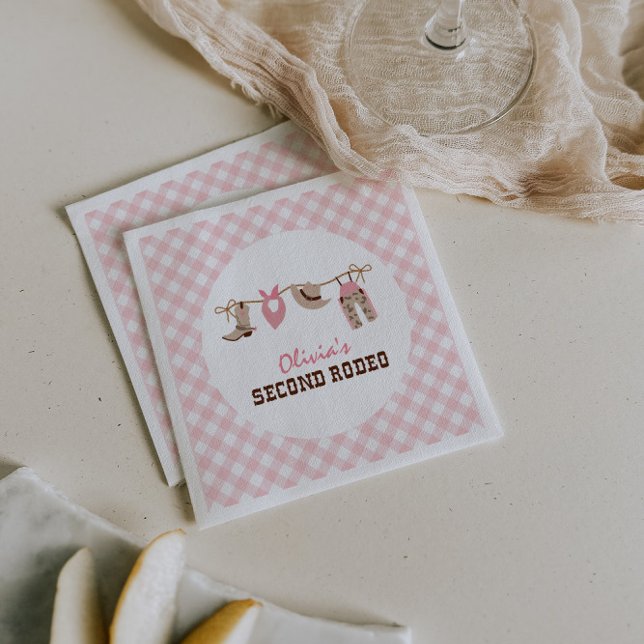 Second Rodeo Pink Western Cowboy 2nd Birthday Napkin (Creator Uploaded)