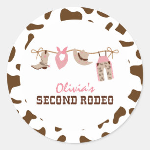 Second Rodeo Western Cowboy 2nd Birthday Classic Round Sticker