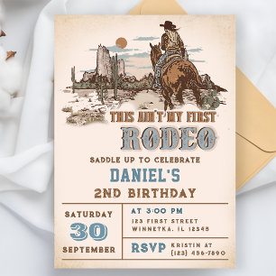 Second Rodeo Western Cowboy 2nd Birthday Invitation