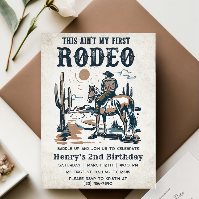 Second Rodeo Western Cowboy 2nd Birthday Invitation (Creator Uploaded)