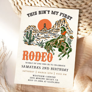 Second Rodeo Western Cowboy 2nd Birthday Invitation