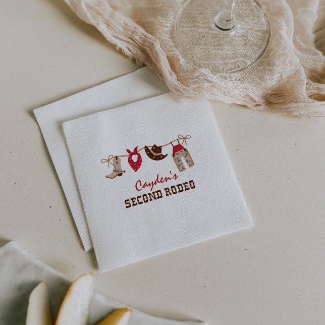 Second Rodeo Western Cowboy 2nd Birthday Napkin (Creator Uploaded)
