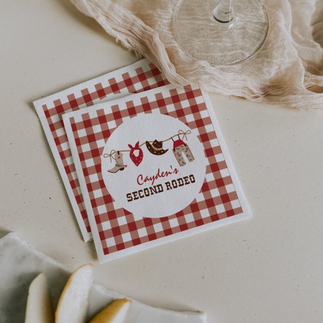 Second Rodeo Western Cowboy 2nd Birthday Napkin (Creator Uploaded)