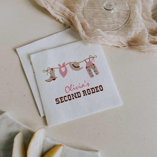 Second Rodeo Western Cowboy 2nd Birthday Napkins (Creator Uploaded)