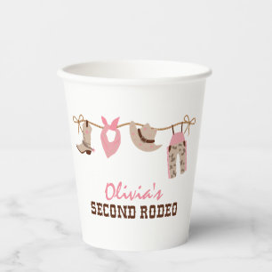 Second Rodeo Western Cowboy 2nd Birthday Paper Cups