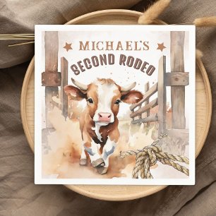 Second RODEO Wild West Bull Cowboy 2nd Birthday Napkin