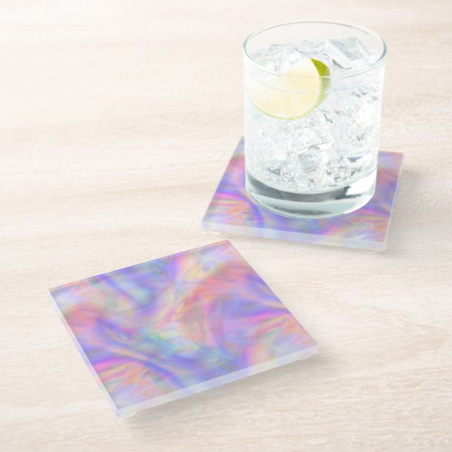 second sight, holo pastel : glass coaster (Angled)