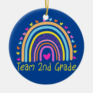 Second Team 2nd Grade Teacher Rainbow Ceramic Tree Decoration