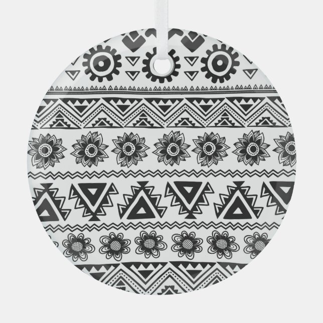 Second tribal ethnic, seamless pattern. glass tree decoration (Front)