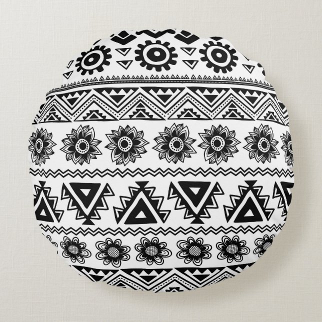 Second tribal ethnic, seamless pattern. round cushion (Front)