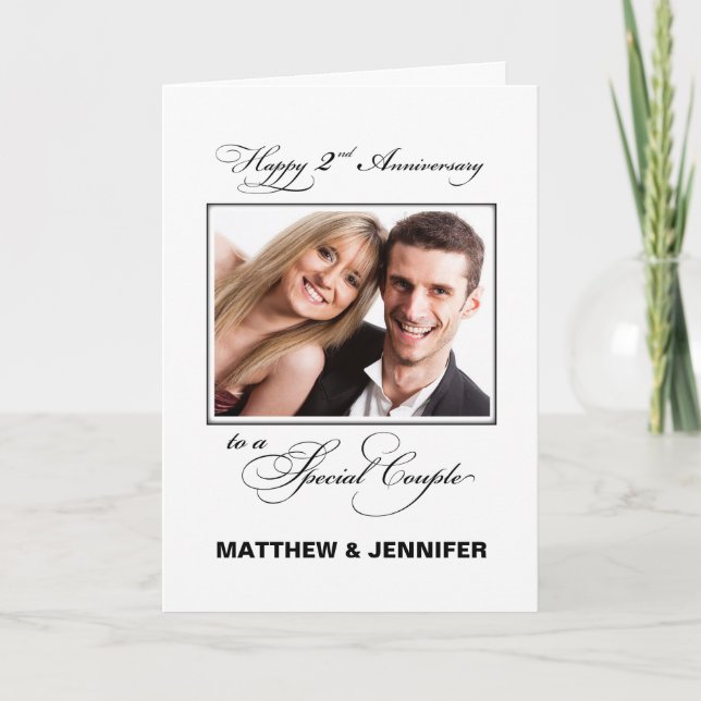 Second Wedding Anniversary Custom Name/Photo Card (Front)