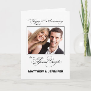 Second Wedding Anniversary Custom Name/Photo Card