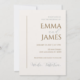 Second Wedding Invitation. Modern minimalist  Invitation