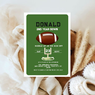 second Year Down Football sport 2nd birthday Invitation
