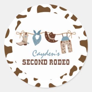 SecondRodeo Western Cowboy 2nd Birthday Classic Round Sticker