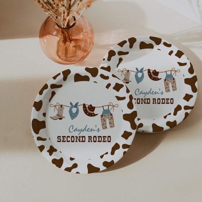 SecondRodeo Western Cowboy 2nd Birthday Paper Plat Plate (Creator Uploaded)