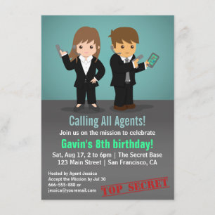 Secret Agent Birthday Party Invitation