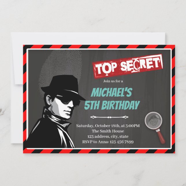 Secret agent birthday theme Invitation (Front)