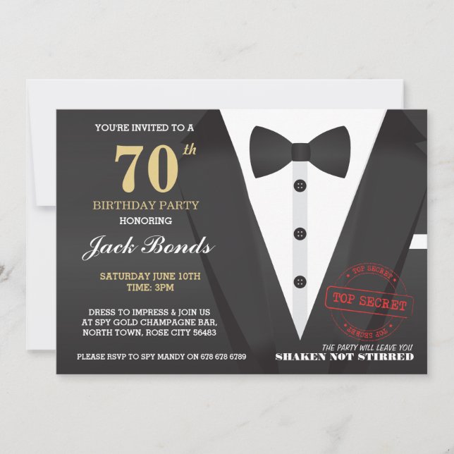 SECRET AGENT DETECTIVE CRIME SPY BIRTHDAY PARTY INVITATION (Front)