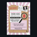 SECRET AGENT DETECTIVE CRIME SPY BIRTHDAY PARTY INVITATION<br><div class="desc">Fun Secret Agent Party invite. Perfect for any age Boy or Girl's Birthday party... 
SIMPLY CHANGE THE TEXT TO SUIT YOUR PARTY. Back print included.</div>